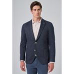 Erkek Lacivert Örme Trend Desenli Slim Fit Mono Yaka Ceket - 6 Drop - 52