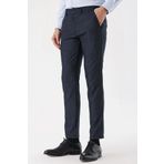 Erkek Lacivert Poliviskon Desenli Slim Fit Pantolon