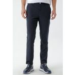 Erkek Lacivert Poliviskon Trend Çizgili Slim Fit Classic Pantolon