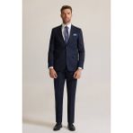 Erkek Lacivert Regular Fit Mono Yaka %100 Yün Takım Elbise - 58 / 6