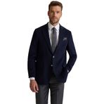 Erkek Lacivert Regular Fit Mono Yaka Puntolu Yün-Kaşmir Karışımlı Blazer Ceket