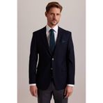 Erkek Lacivert Regular Fit Yünlü Blazer Ceket
