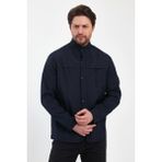 Erkek Lacivert Regular Uzun Mevsimlik Pamuk Polyester Karışımlı Safari Mont&ceket - 2XL