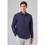 Erkek Lacivert Slim Fit Sert Yaka Gömlek - XL