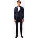 Erkek Lacivert Slim Fit Yelekli Çıkma Şal Yaka Damatlık - 48 / 6 - Lacivert - Sarı - 6 Drop