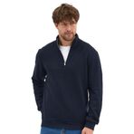 Erkek Lacivert Standart Fit Normal Kesim Pamuklu Yarım Fermuarlı Dik Yaka Pamuklu Sweatshirt 3XL