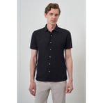 Erkek Lacivert Trend Apaçi Yaka Kısa Kollu Gömlek - 2XL