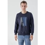 Erkek Lacivert Trend Bisiklet Yaka Sweat-Shirt