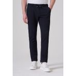 Erkek Lacivert Trend Ekose Lastikli İpli Slim Fit Pantolon