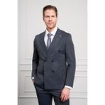 Erkek Lacivert Trend Slim Fit Dar Kesim Sivri Yaka Kruvaze Takım Elbise - 48 - 6 Drop
