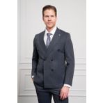 Erkek Lacivert Trend Slim Fit Dar Kesim Sivri Yaka Kruvaze Takım Elbise
