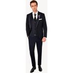 Erkek Lacivert Yelekli Mono Yaka Slim Fit Damatlık - 46 / 6 - Lacivert - Sarı - 6 Drop