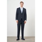 Erkek Lacivert Yünlü Platinium 4-Drop Dynamic Fit Mono Yaka Takım Elbise - 60 - 4 Drop