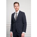 Erkek Lacivert Yünlü Slim Fit Sivri Yaka Takım Elbise