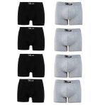 Erkek Likralı 8 Adet Siyah-Gri Karşık Premium 1.Kalite Pamuklu Penye Esnek Kumaş Boxer Baksır