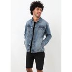 Erkek Likralı Jean Ceket Mavi - XL