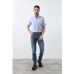 Erkek Likrali Regular Fit Duz Jean Pantolon Mavi
