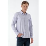 Erkek Lila Dobby Armür İhracat Slim Fit Gömlek