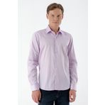 Erkek Lila Pamuk Saten Düz Desen Slim Fit Gömlek