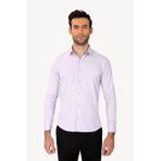 Erkek Lila Uzun Kol Puantiyeli Slim Fit Gömlek