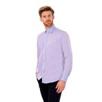 Erkek Lila Uzun Kol Slim Fit Saten Gömlek