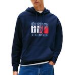 Erkek Logo Baskılı Kapüşonlu Sweatshirt – Lacivert