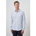 Erkek Marine Çizgi Desen Trend Slim Fit Gömlek