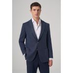 Erkek Marine Poliviskon Trend Desenli Dynamic Fit Mono Yaka Ceket