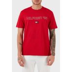 Erkek Marka Logolu Organik Pamuklu Bisiklet Yakalı T-Shirt - Kırmızı - 2XL
