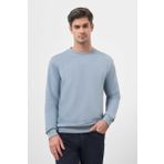 Erkek Mavi Basic Bisiklet Yaka Sweat-Shirt