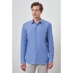 Erkek Mavi Pamuk Trend Slim Fit Sert Yaka Gömlek - 2XL