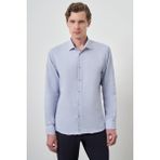 Erkek Mavi Slim Fit Italyan Yaka Gömlek - XL