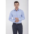 Erkek Mavi Slim Fit Pamuklu Uzun Kollu Gömlek