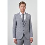 Erkek Mavi Tend Keten Slim Fit Sivri Yaka Takım Elbise - 50 - 6 Drop