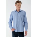 Erkek Mavi Trend Baskılı Desenli İtalyan Yaka Slim Fit Gömlek