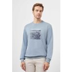 Erkek Mavi Trend Bisiklet Yaka Sweat-Shirt