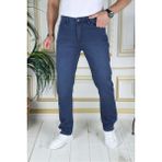 Erkek Mavi Üstten Cepli Armürlü Regular Fit Rahat Kesim Esnek Chino Keten/kanvas Koton Pantolon - 34