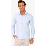 Erkek Mavi Uzun Kol Slim Fit Puantiyeli Gömlek - 2XL