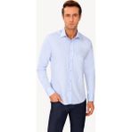 Erkek Mavi Uzun Kol Slim Fit Puantiyeli Gömlek - XL