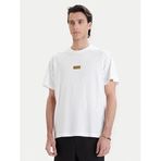 Erkek Metalik Logo Desenli Normal Kalıp Yuvarlak Yakalı Pamuklu Kısa Kollu Beyaz T-Shirt 80GAHT05 CJ00T-G03