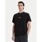 Erkek Metalik Logo Desenli Normal Kalıp Yuvarlak Yakalı Pamuklu Kısa Kollu Siyah T-Shirt 80GAHT05 CJ00T-G89
