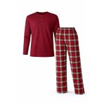 Erkek Mevsimlik Uzun Kollu 3 Düğmeli Ekose Alt Pijama Takımı 16649
