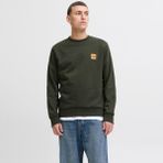 Erkek Minimal Logo Baskili Bisiklet Yaka Sweatshirt - Brandy - 01H - Yeşil