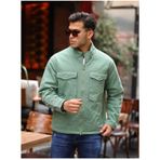 Erkek Mint Yeşili İçi Hafif Kapitone Oversize Kot Ceket