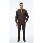 Erkek Mont - Slim Fit Bomber Ceket - Fermuarlı Esnek Kumaş Günlük Şık Casual Mevsimlik Ceket (Kahverengi, Medium)