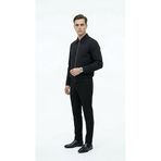 Erkek Mont - Slim Fit Bomber Ceket - Fermuarlı Esnek Kumaş Günlük Şık Casual Mevsimlik Ceket (Siyah, 2X Large)