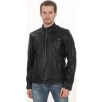 Erkek Motorcu Ruhuna Hitap Eden Derimont Slim Fit Hakiki Kuzu Derisi Siyah Erkek Deri Ceket
