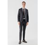 Erkek Mürdüm Poliviskon Trend Ekoseli Slim Fit Mono Yaka Takım Elbise