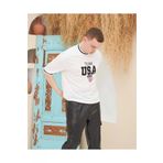 Erkek Nakış İşlemeli Ribanalı Oversize T-shirt - Beyaz