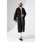 Erkek Namaz Elbisesi Buhara Yaka Cepli Namaz Cübbesi Siyah - (Brt)
